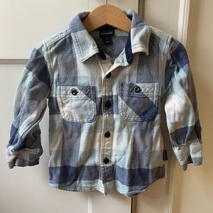 Patagonia Baby Fjord Flannel Wooly Blue Plaid 2T